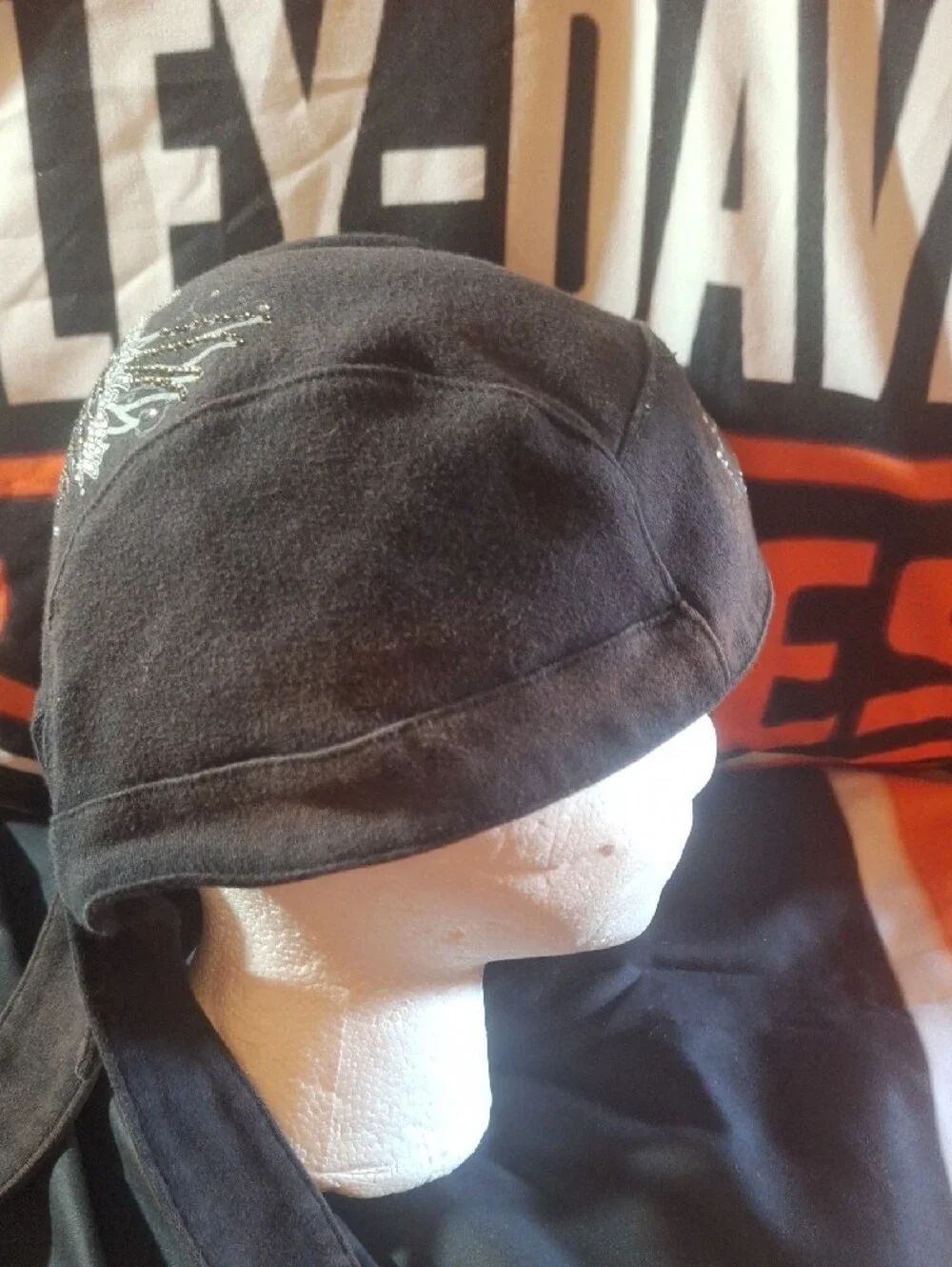 Harley Davidson Black Studded Skull Cap Bandana